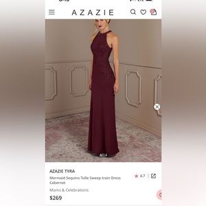Azazie maroon dress, size 8